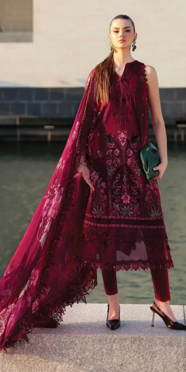 Maria B Unstitched Embroidered Luxury Lawn 3 Piece Suit BR-1486