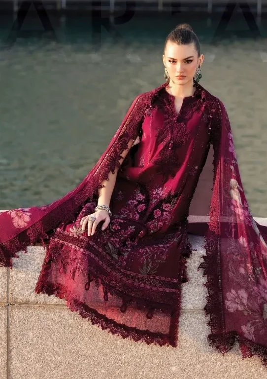 Maria B Unstitched Embroidered Luxury Lawn 3 Piece Suit BR-1486