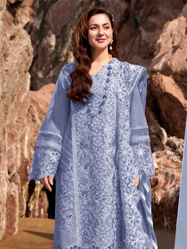 Luxury Unstitched Embroidered Lawn 3 Piece Suit BR-1445