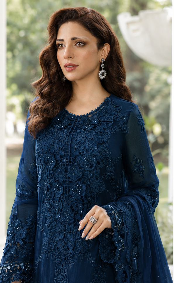 Luxury Unstitched Embroidered Lawn 3 Piece Suit BR-1129
