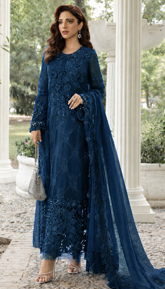 Luxury Unstitched Embroidered Lawn 3 Piece Suit BR-1129