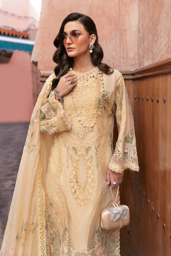Luxury Unstitched Embroidered Lawn Organza 3 Piece Suit BR-1207G