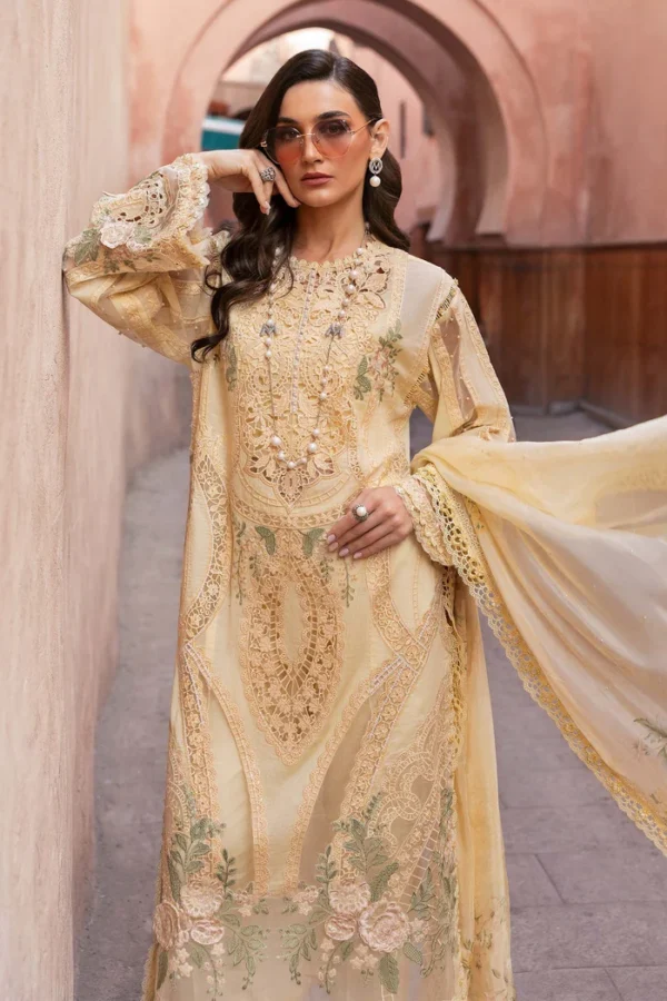 Luxury Unstitched Embroidered Lawn Organza 3 Piece Suit BR-1207G