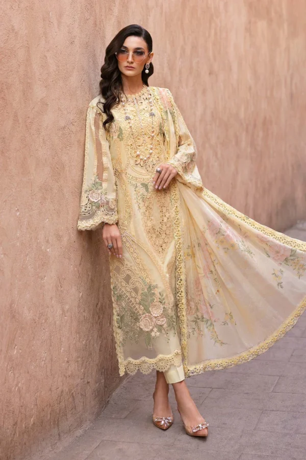 Luxury Unstitched Embroidered Lawn Organza 3 Piece Suit BR-1207G