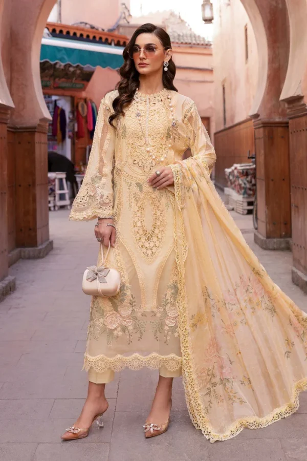 Luxury Unstitched Embroidered Lawn Organza 3 Piece Suit BR-1207G