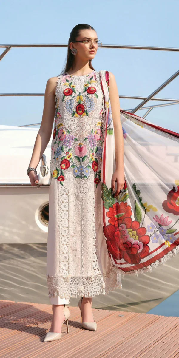 Luxury Unstitched Embroidered Luxury Lawn 3 Piece Suit BR-1487
