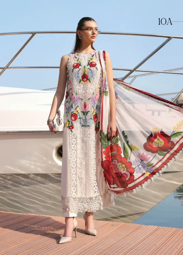 Luxury Unstitched Embroidered Luxury Lawn 3 Piece Suit BR-1487
