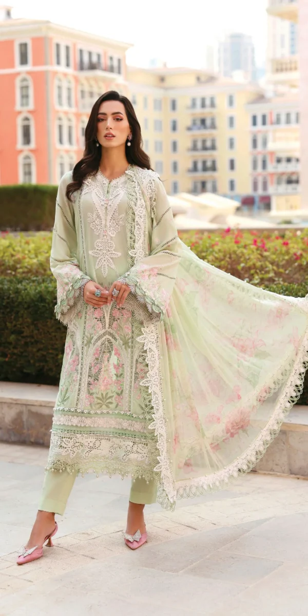 Luxury Unstitched Embroidered Luxury Lawn 3 Piece Suit BR-1486