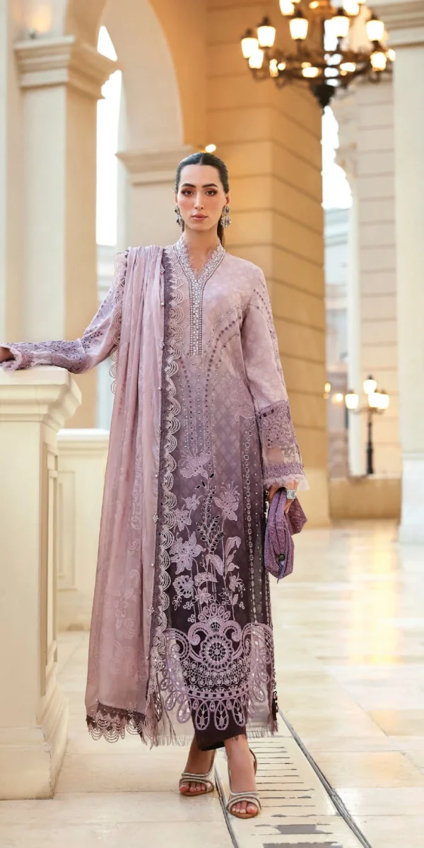 Luxury Unstitched Embroidered Luxury Lawn 3 Piece Suit BR-1490