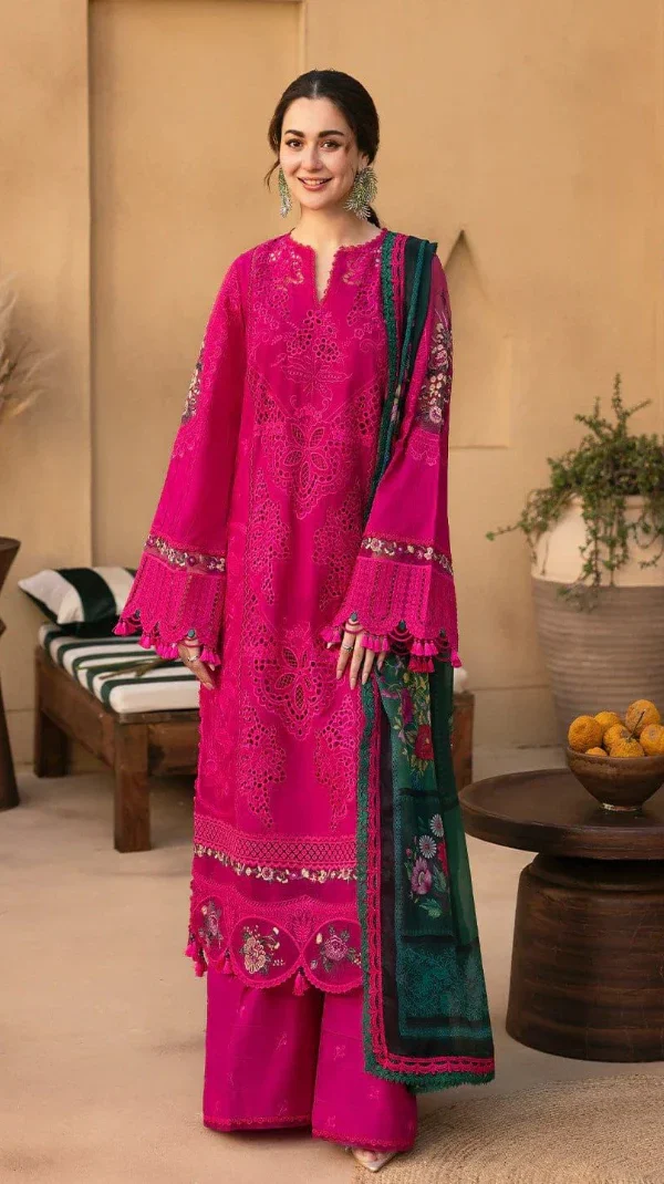 Luxury Unstitched Embroidered Lawn 3 Piece Suit