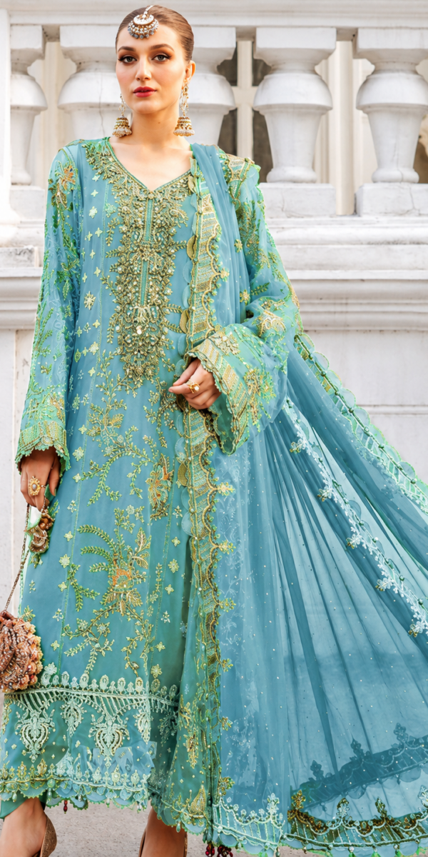Luxury Unstitched Embroidered Lawn 3 Piece Suit BR-1183