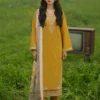 Mustard Yellow 3 Piece Embroidered Lawn Suit - Unstitched