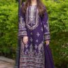 Deep Purple 3 Piece Unstitched Embroidered Lawn Suit