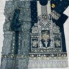 Teal Heavy Embroidered 3-Piece Lawn Suit - Unstitched