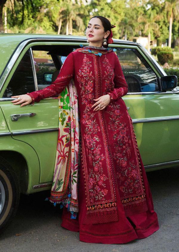 Crimson Heavy Embroidered Unstitched Lawn Suit - 3-Piece