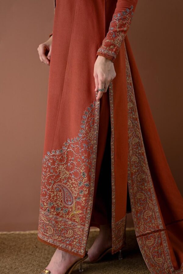 Rust 3 Piece Embroidered Lawn Dress – Unstitched