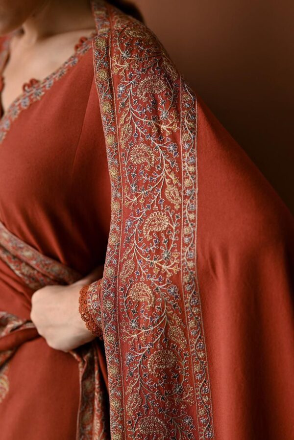 Rust 3 Piece Embroidered Lawn Dress – Unstitched
