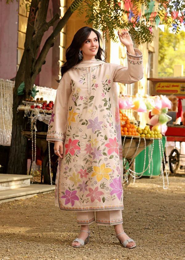 Premium Embroidered Lawn 3 Piece Suit – Unstitched