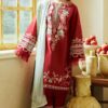 Crimson Red 3 Piece Embroidered Lawn Suit - Unstitched