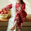 Crimson Red 3 Piece Embroidered Lawn Suit - Unstitched