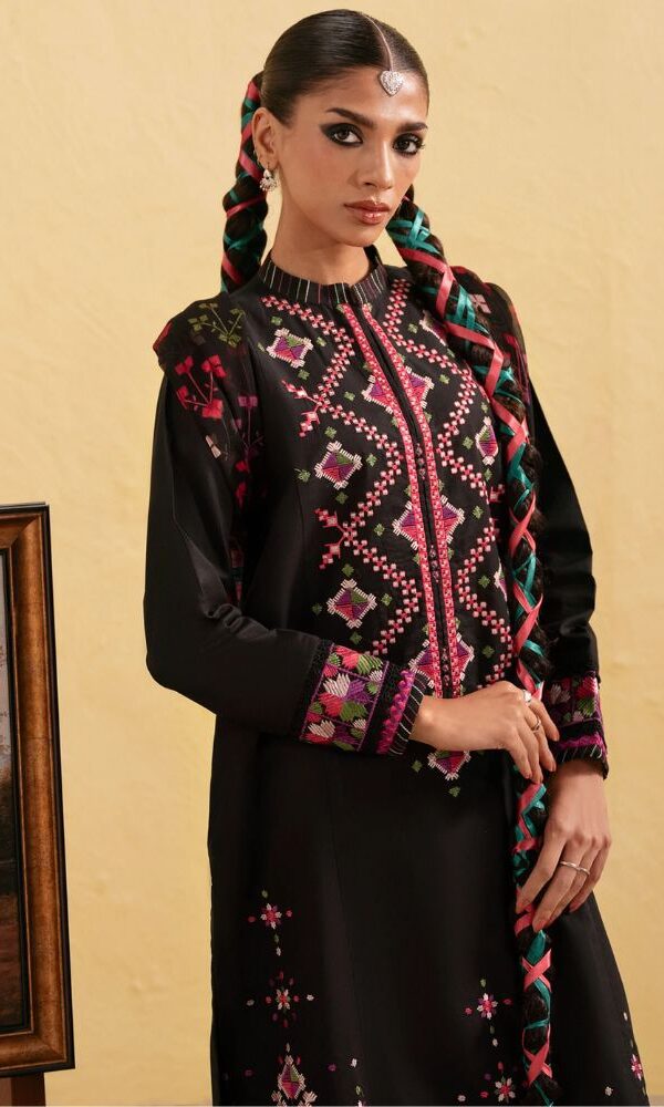 Exquisite Black 3 Piece Embroidered Lawn Suit - Unstitched
