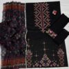 Exquisite Black 3 Piece Embroidered Lawn Suit - Unstitched