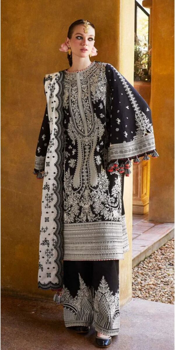 Luxury Unstitched Embroidered Lawn 3 Piece Suit