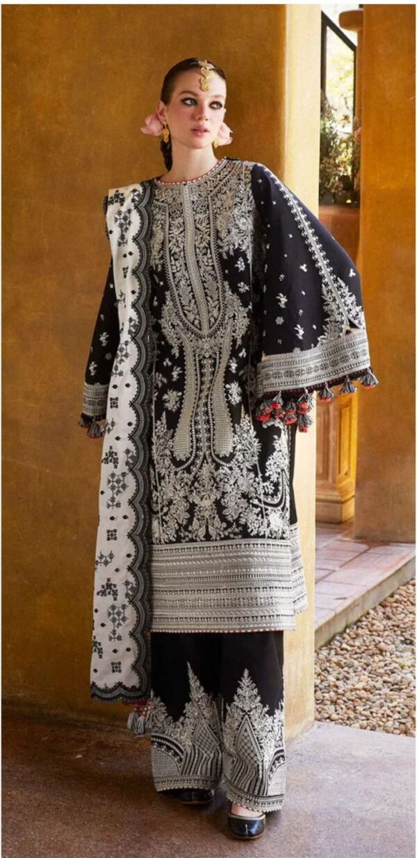 Luxury Unstitched Embroidered Lawn 3 Piece Suit