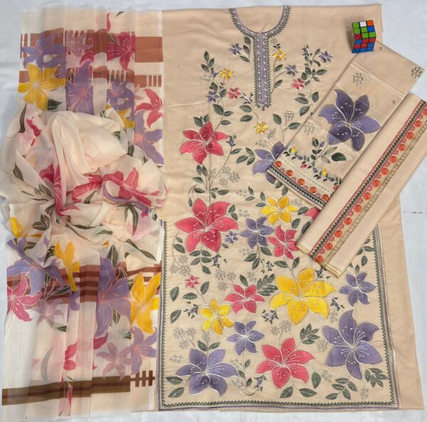Premium Embroidered Lawn 3 Piece Suit – Unstitched
