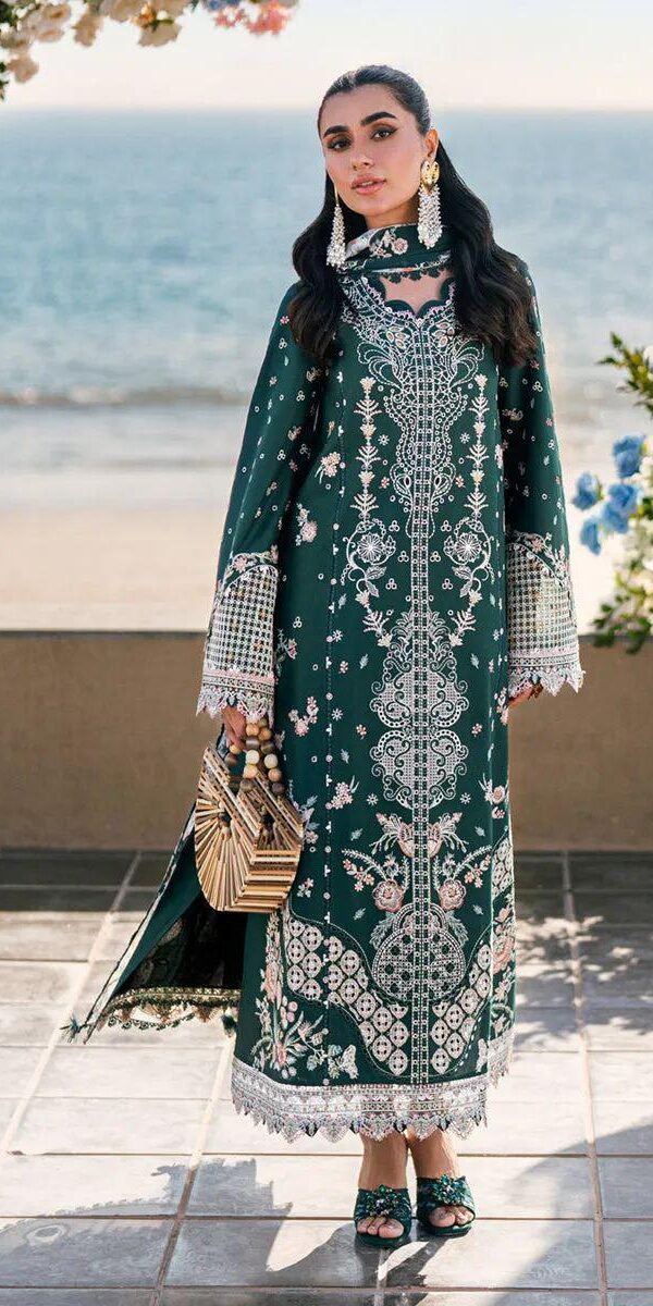 Luxury Unstitched Embroidered Lawn 3 Piece Suit
