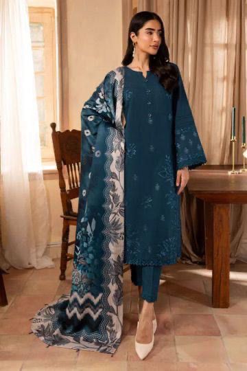 Luxury Unstitched Embroidered Lawn 3 Piece Suit
