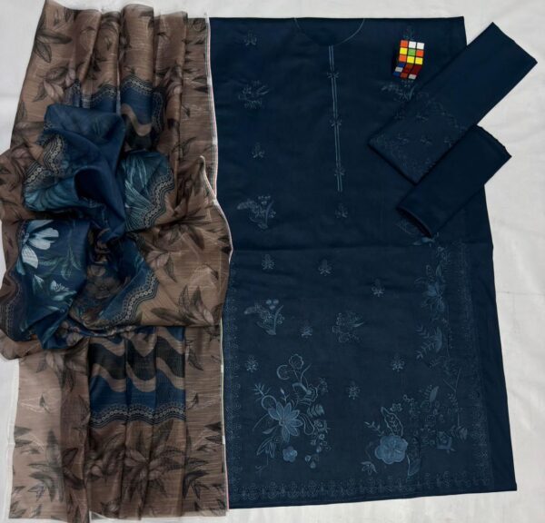 Luxury Unstitched Embroidered Lawn 3 Piece Suit
