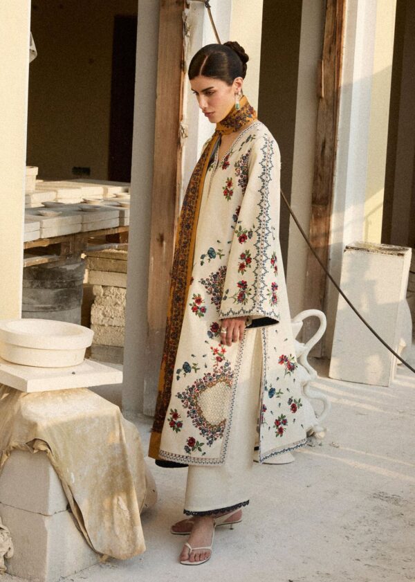Off-White Premium 3 Piece Embroidered Lawn Dress – Unstitched