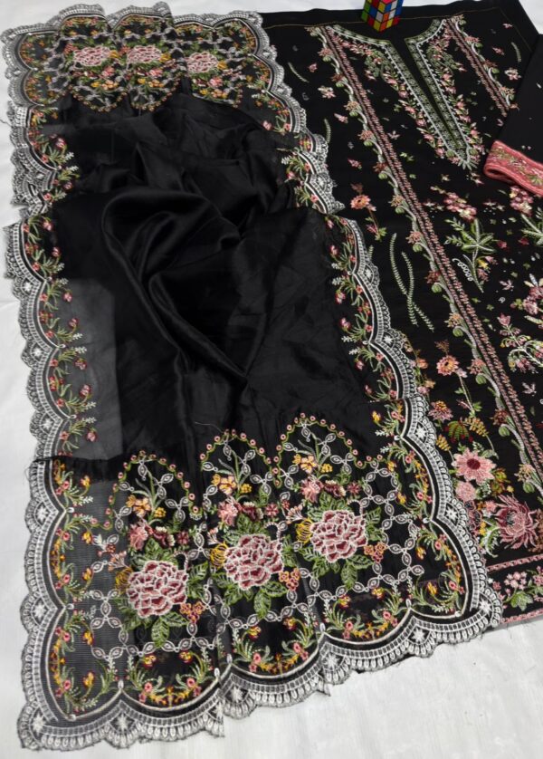 Luxury Unstitched Embroidered Lawn 3 Piece Suit