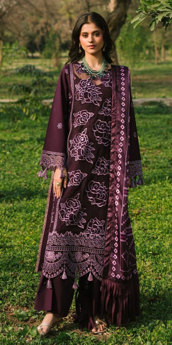 Luxury Unstitched Embroidered Lawn 3 Piece Suit