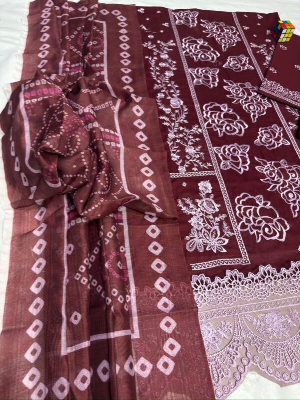 Luxury Unstitched Embroidered Lawn 3 Piece Suit