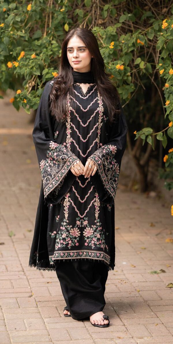 Luxury Unstitched Embroidered Lawn 3 Piece Suit