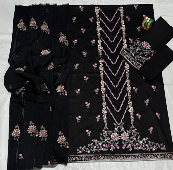 Luxury Unstitched Embroidered Lawn 3 Piece Suit