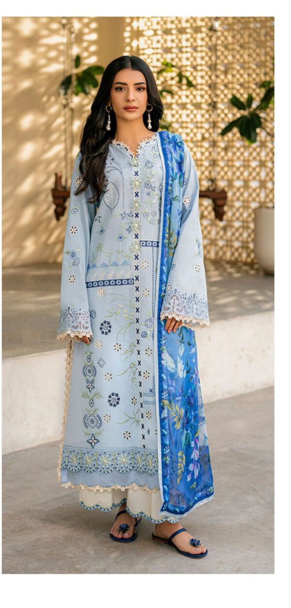 Luxury Unstitched Embroidered Lawn 3 Piece Suit