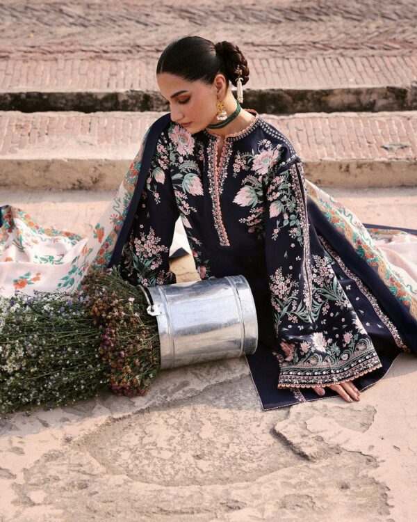 Luxury Unstitched Embroidered Lawn 3 Piece Suit