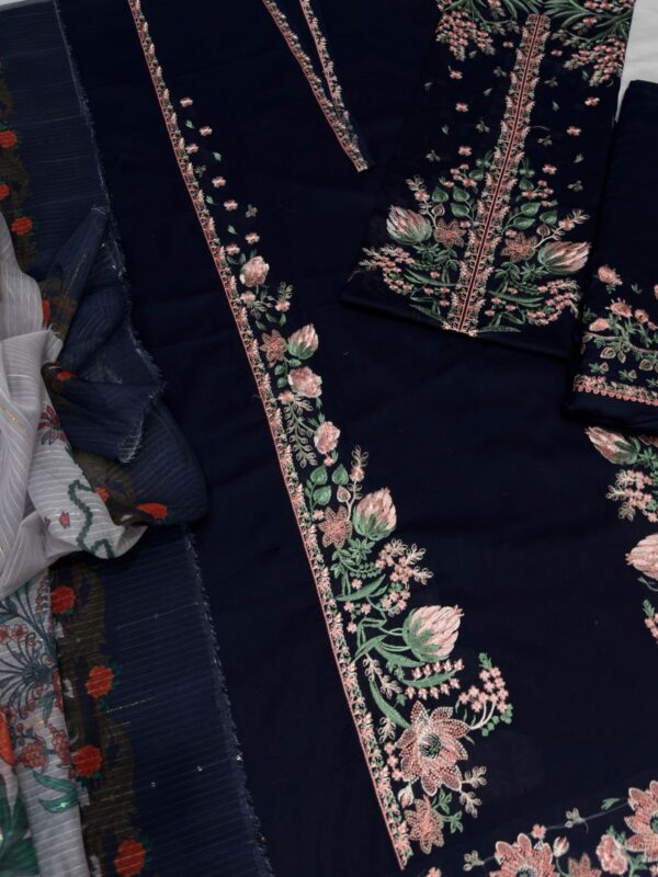 Luxury Unstitched Embroidered Lawn 3 Piece Suit