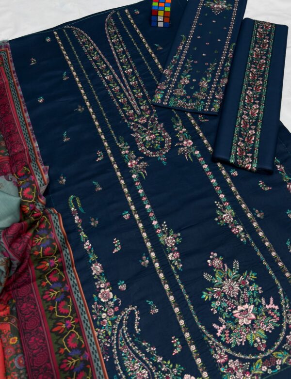 Luxury Unstitched Embroidered Lawn 3 Piece Suit
