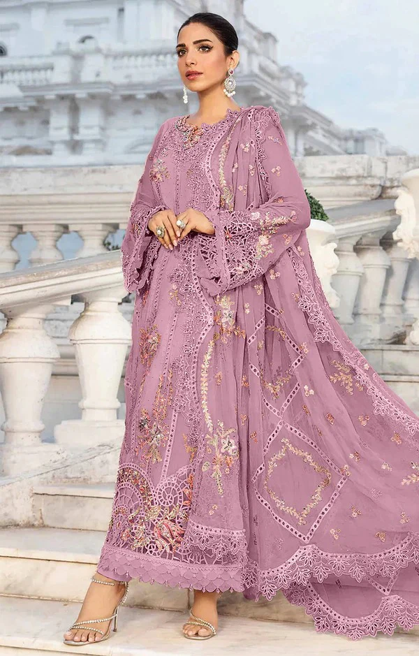 Luxury Unstitched Embroidered Luxury Lawn 3 Piece Suit BR-1125
