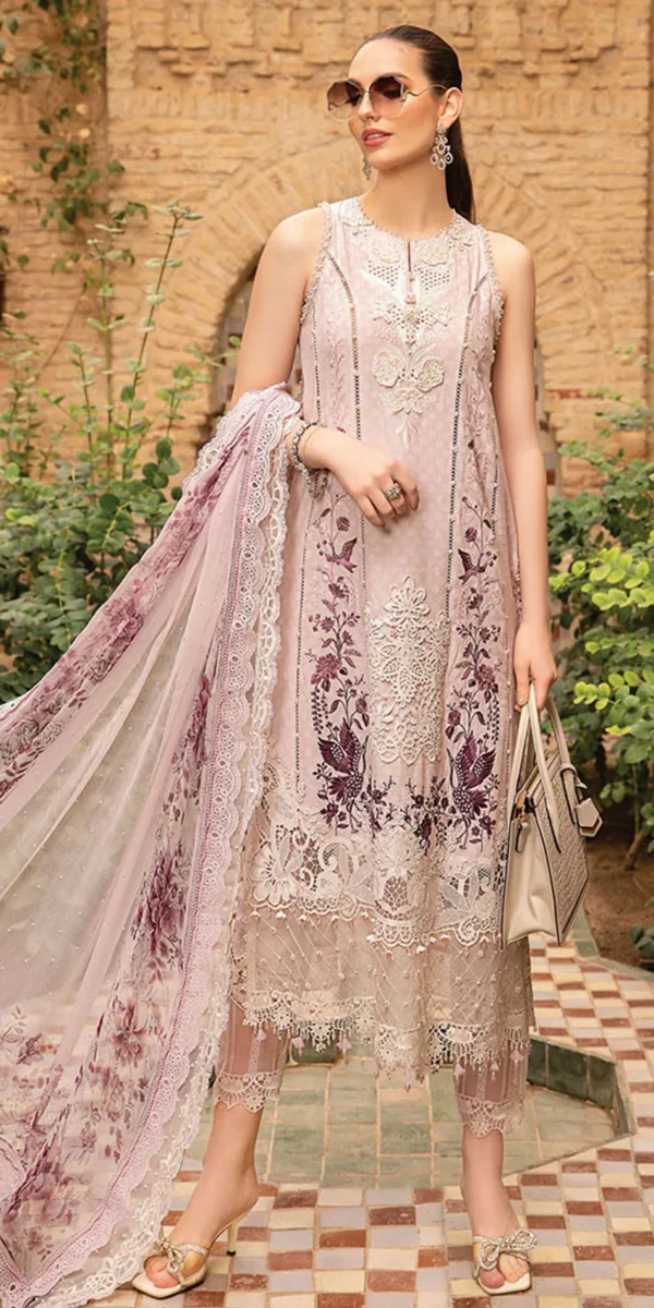 Unstitched Embroidered Lawn 3 Piece Suit with Ready to Wear Dupatta BR-890