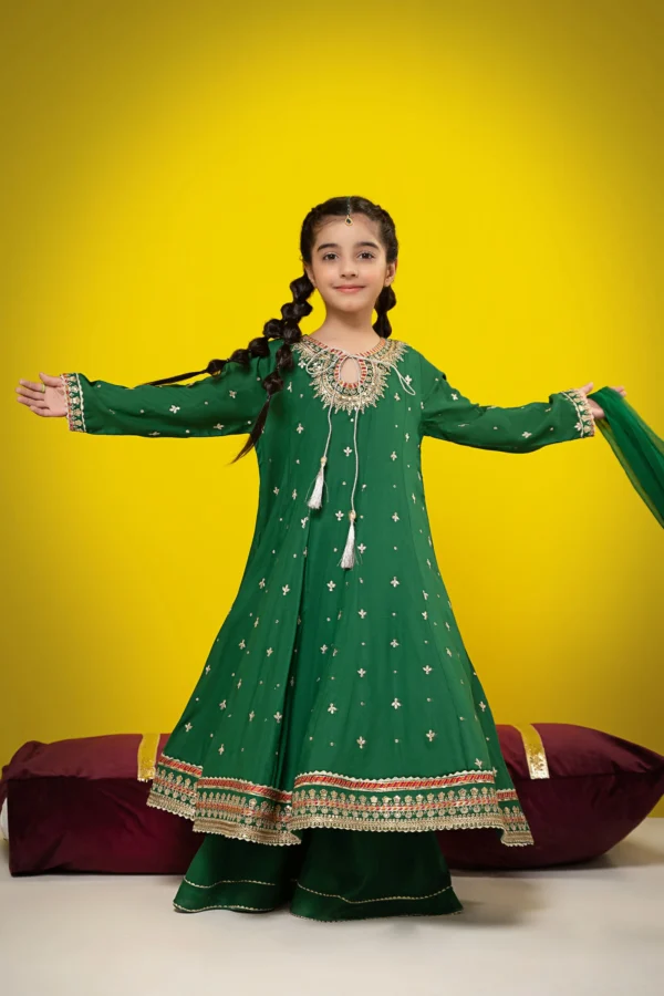 3 Piece Embroidered Suit Green