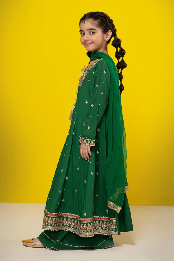 3 Piece Embroidered Suit Green