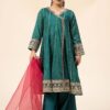 3 Piece Embroidered Raw Silk Suit