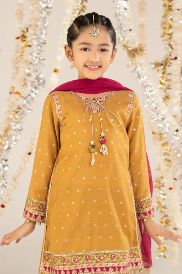 3 Piece Embroidered Raw Silk Suit