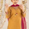 3 Piece Embroidered Raw Silk Suit