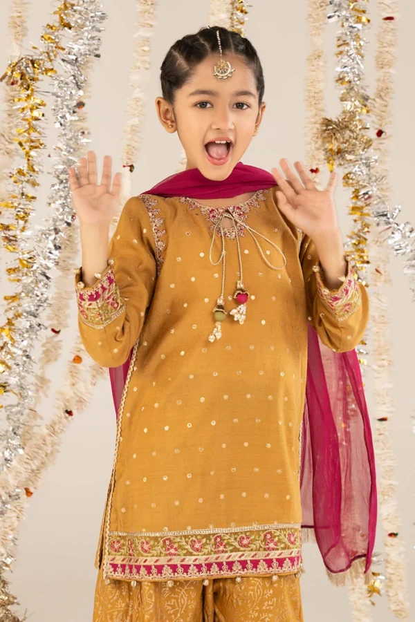 3 Piece Embroidered Raw Silk Suit